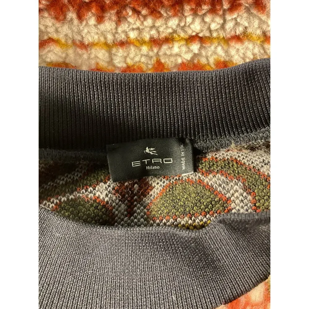 Etro Textured Multicolor Jacquard Knit Sweater Size IT 44 / 8 US